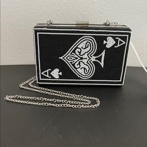 Alessia | Ace Of Spades ♠️ Beaded Clutch w/ Crossbody